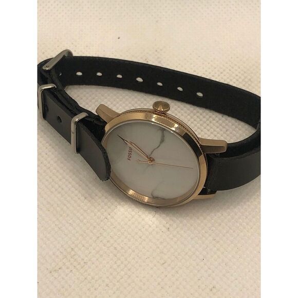 Fossil ES4404 Women's Black Leather Analog White Dial Quartz Wrist Watch KS311 - Picture 6 of 9